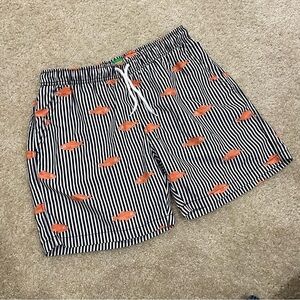 Ted Lapidus Printed Swim Trunks Swimwear Gold Fish Ocean Water Men’s Size Large